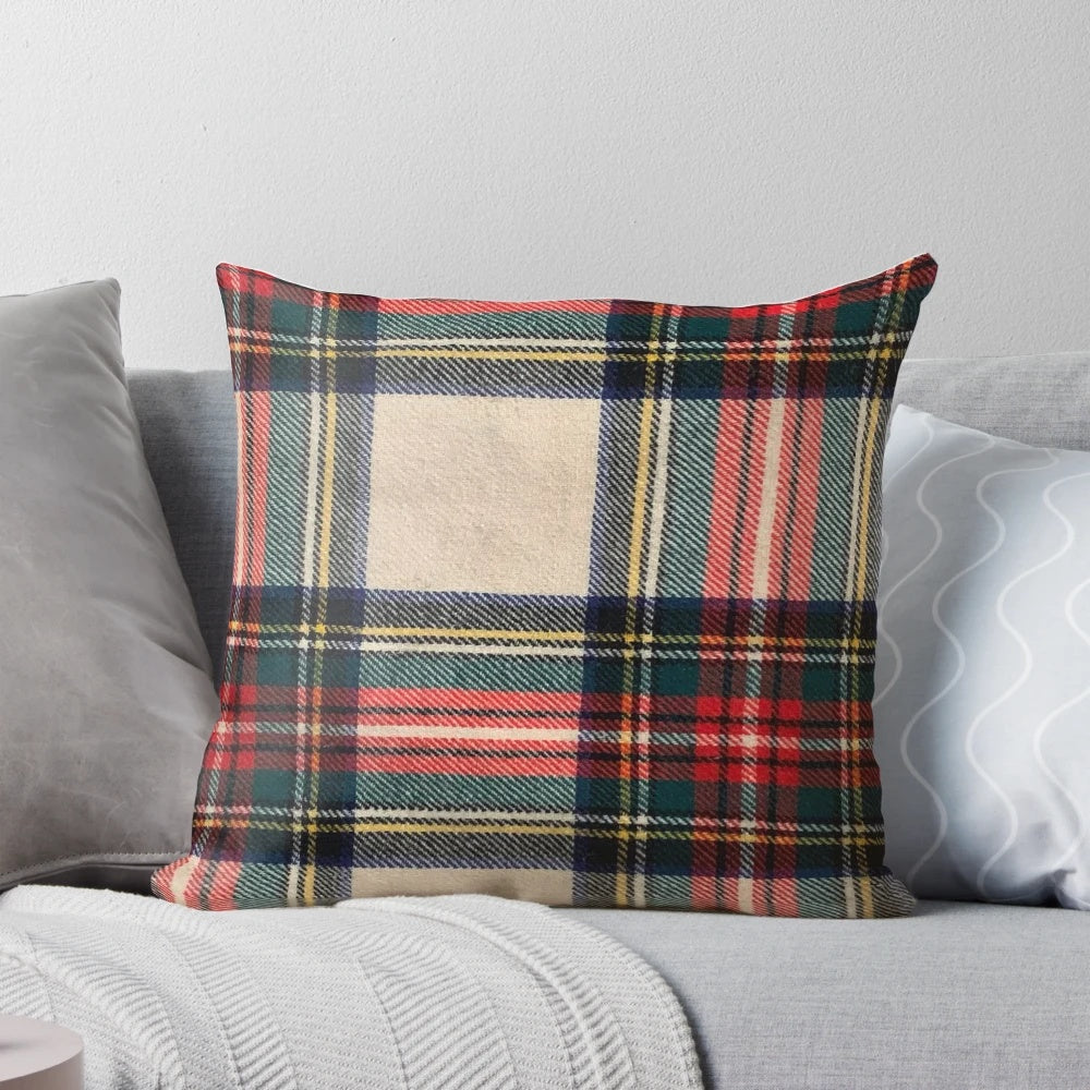 Tartan pattern pillow with a photograph-based Scottish plaid design