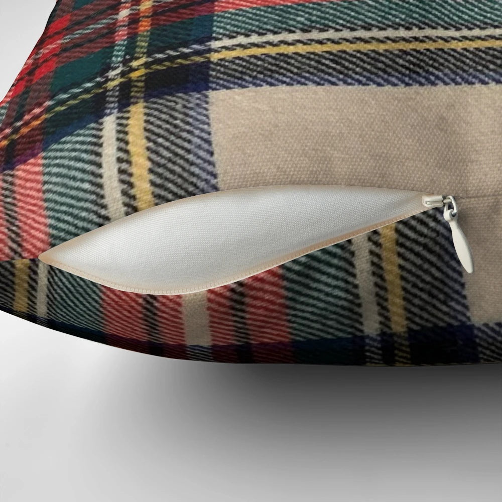 Tartan pattern pillow with a photograph-based Scottish plaid design