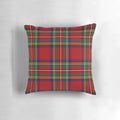Tartan plaid patterned square throw pillow in red, blue, and green