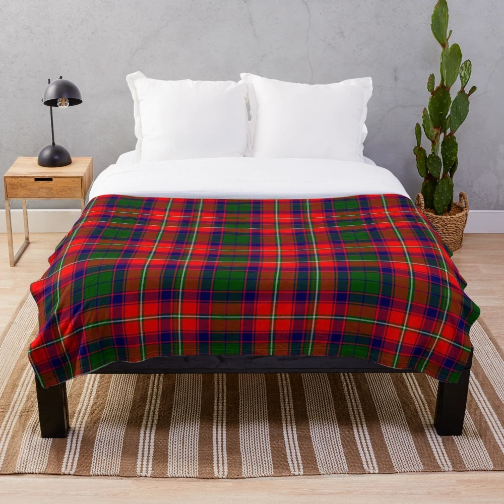 Tartan plush blanket featuring the Clan Riddell heraldic design