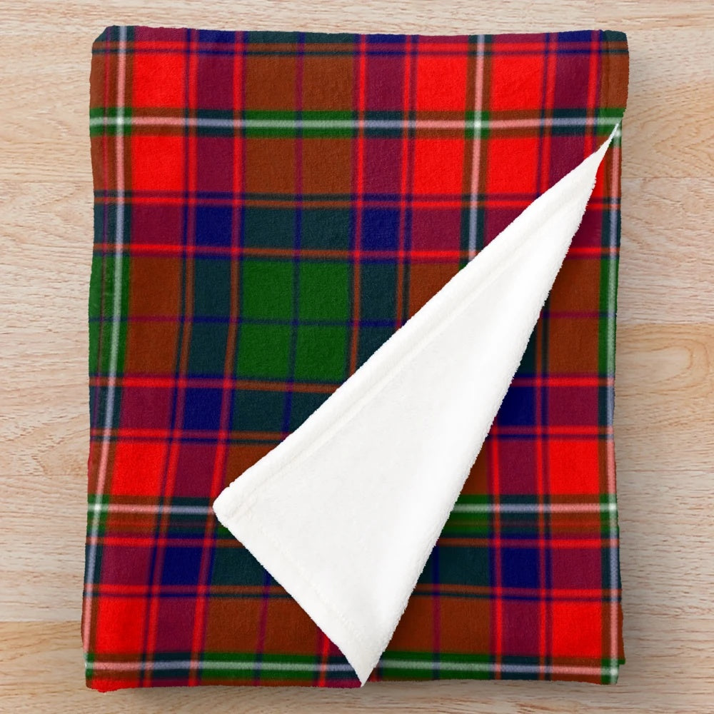 Tartan plush blanket featuring the Clan Riddell heraldic design
