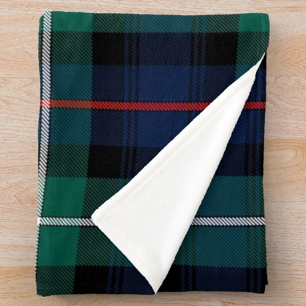Modern tartan plush blanket with rampant lion, Scottish clan design