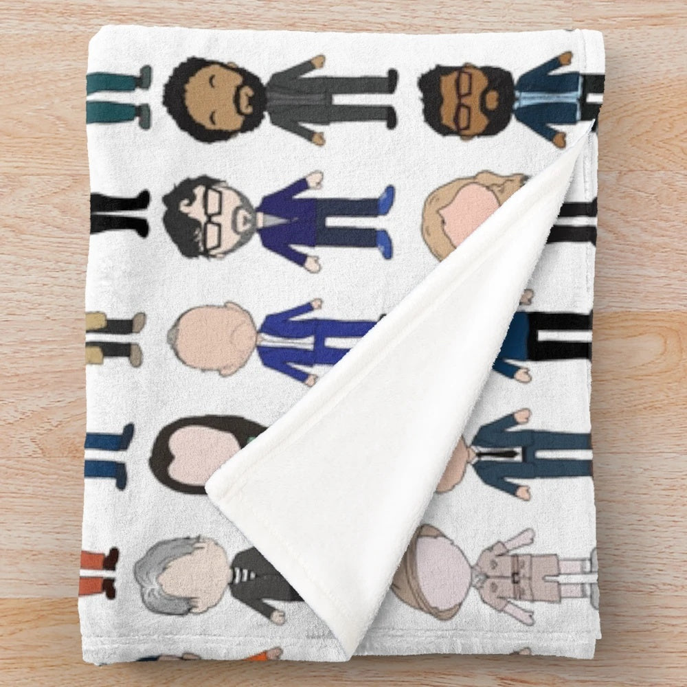 Taskmaster inspired plush blanket with cast poster design