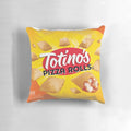 Soft and cozy plush pillow designed with a playful pizza rolls motif
