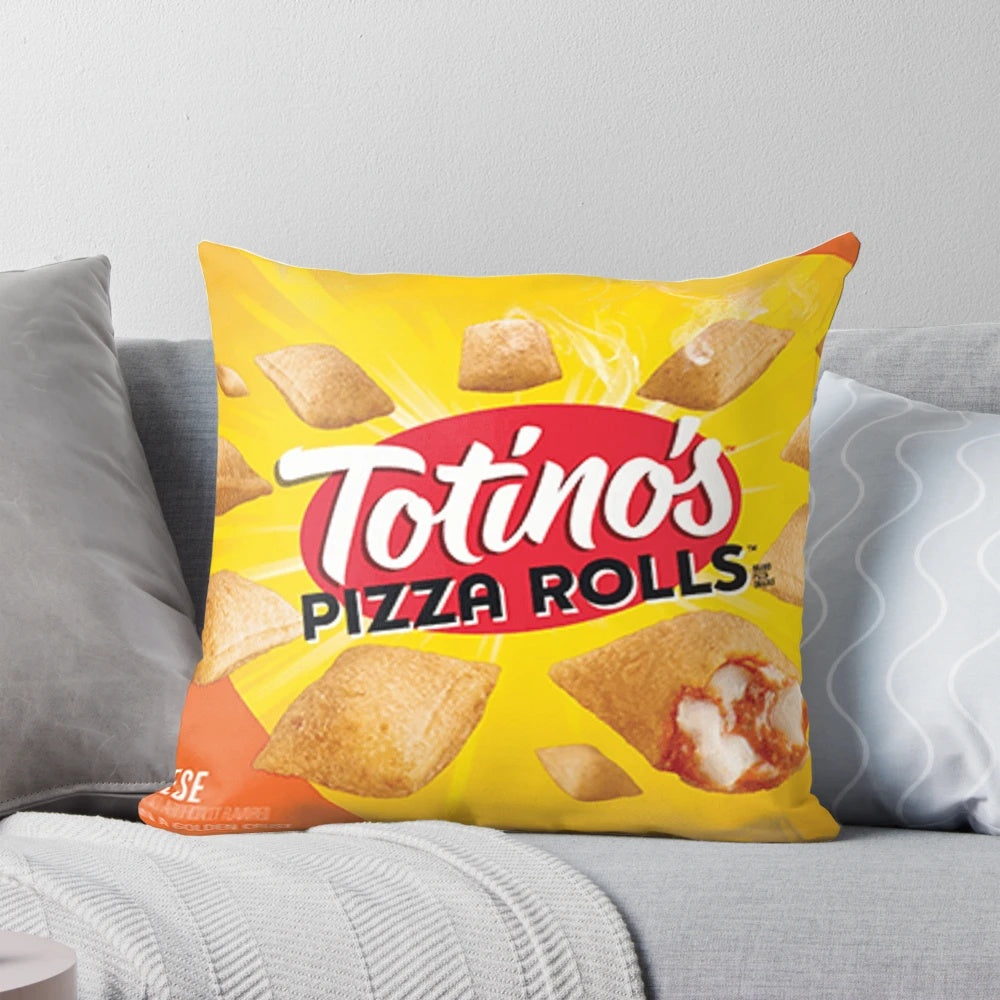 Soft and cozy plush pillow designed with a playful pizza rolls motif
