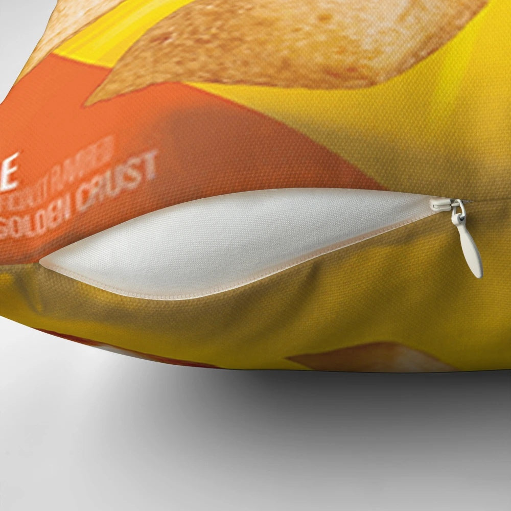Soft and cozy plush pillow designed with a playful pizza rolls motif