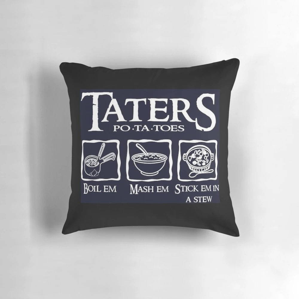 Taters Potatoes Pillow featuring the iconic snack from Lord of the Rings