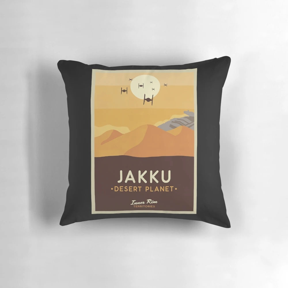 A cozy pillow featuring the desert planet Tatooine from the Star Wars galaxy.