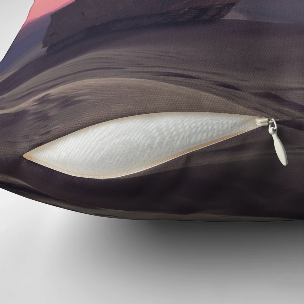 A modern, sci-fi inspired desert planet pillow featuring Tatooine and Jedi elements from Star Wars.