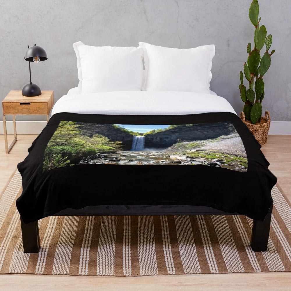 Taughannock Falls inspired plush blanket featuring stunning waterfall photography