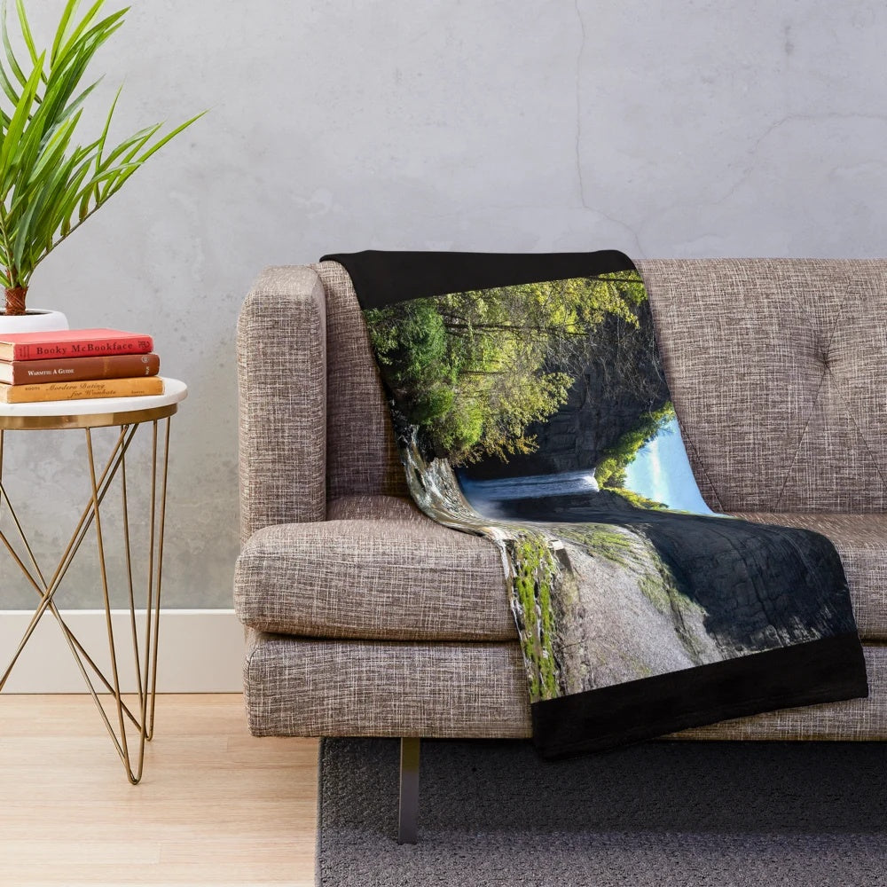 Taughannock Falls inspired plush blanket featuring stunning waterfall photography