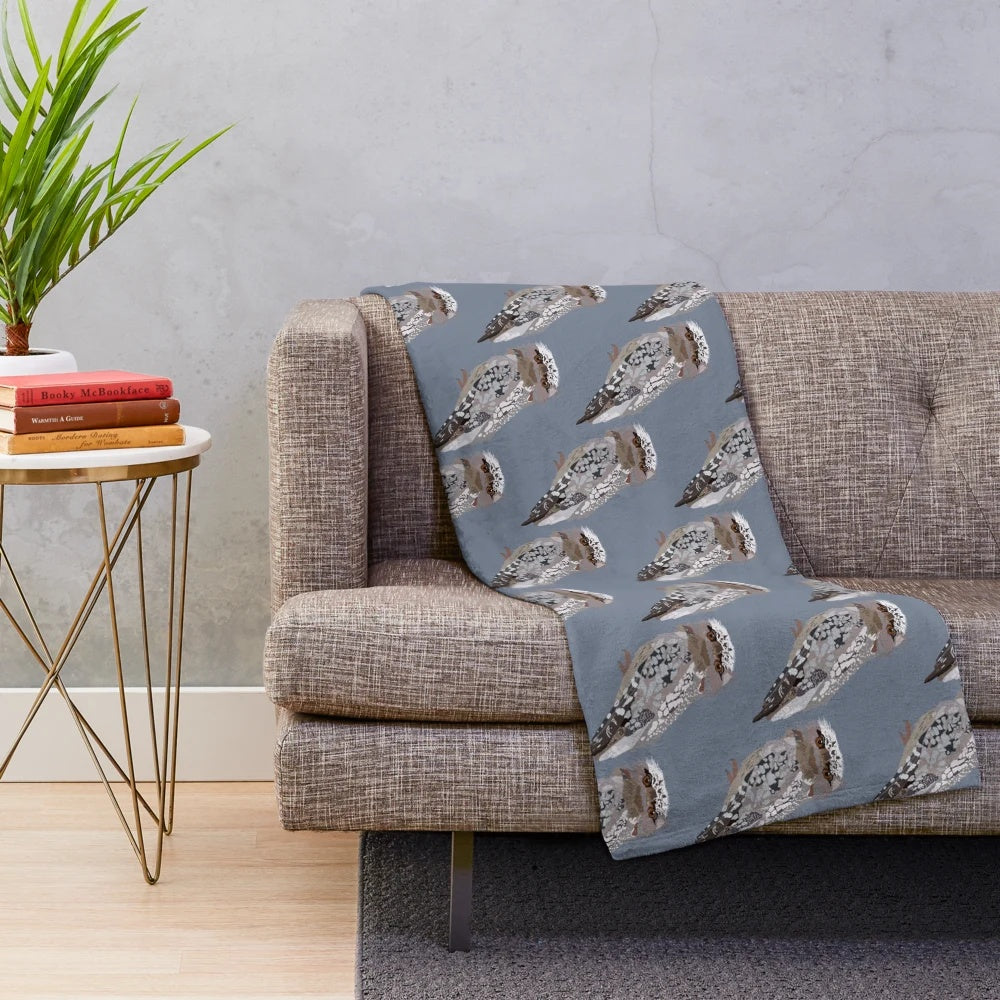 Tawny frogmouth plush blanket with bird design