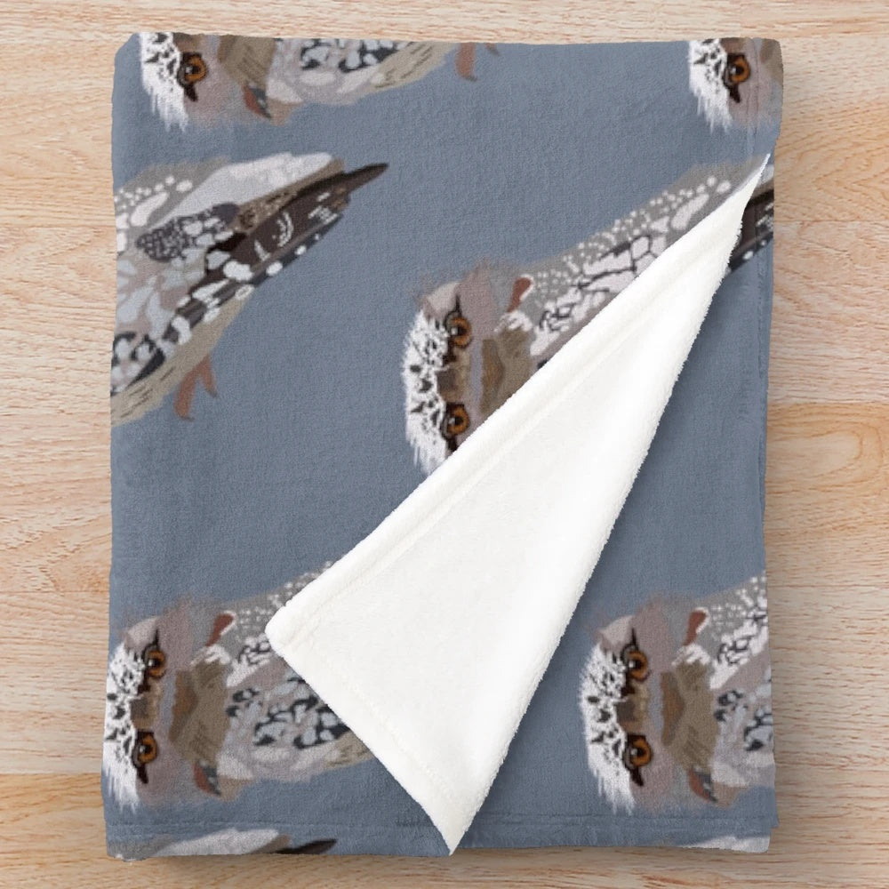 Tawny frogmouth plush blanket with bird design