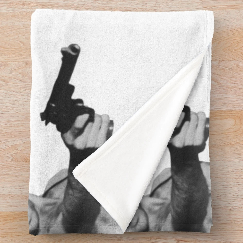 Taxi Driver inspired plush blanket with Robert De Niro and Martin Scorsese movie graphics