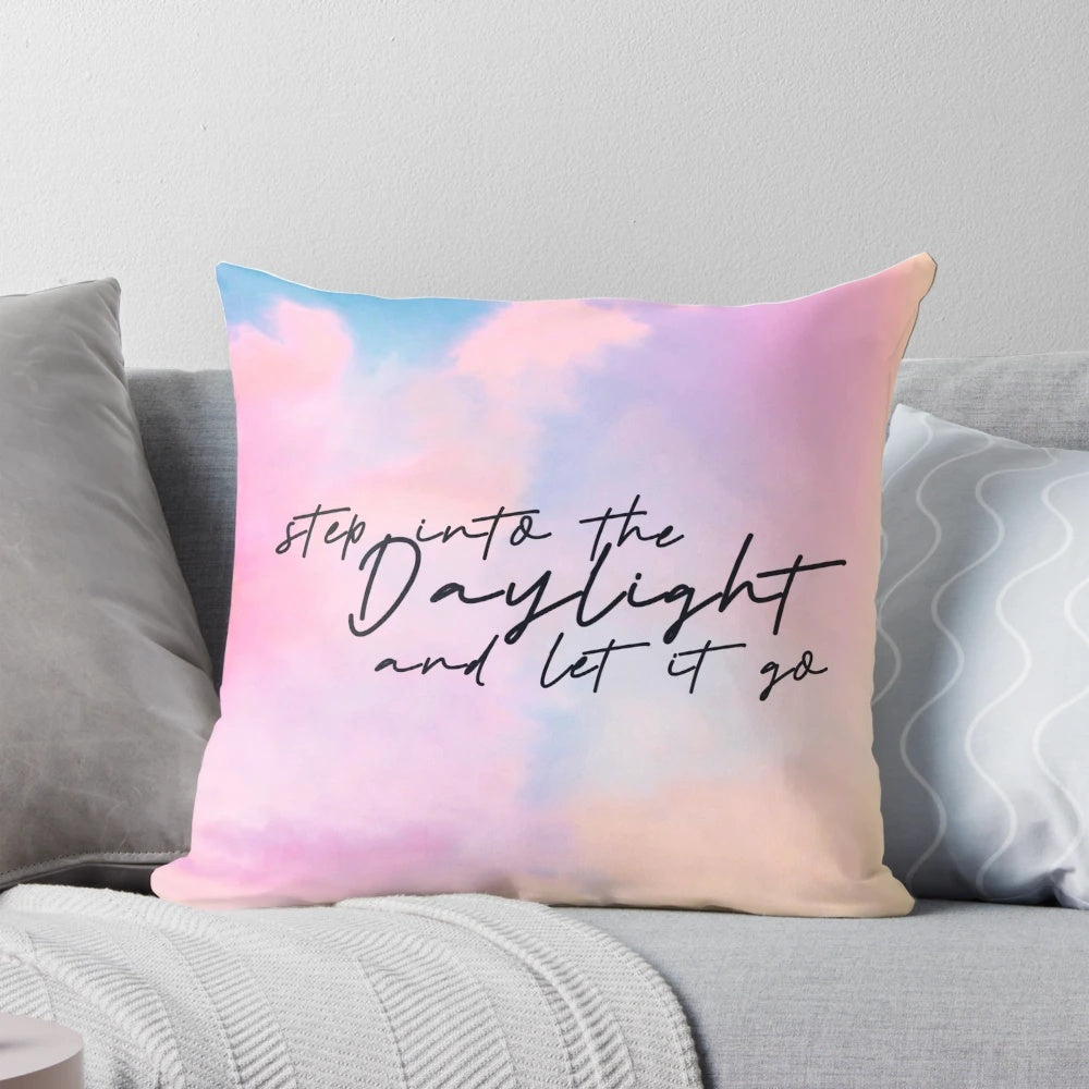 Stylish pillow featuring lyrics from Taylor Swift's song 'Daylight' from her 'Lover' album