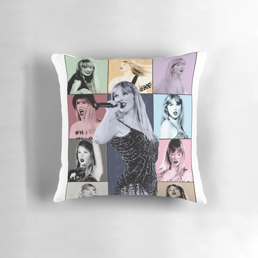 Taylor Swift-themed decorative pillow with a soft, plush design