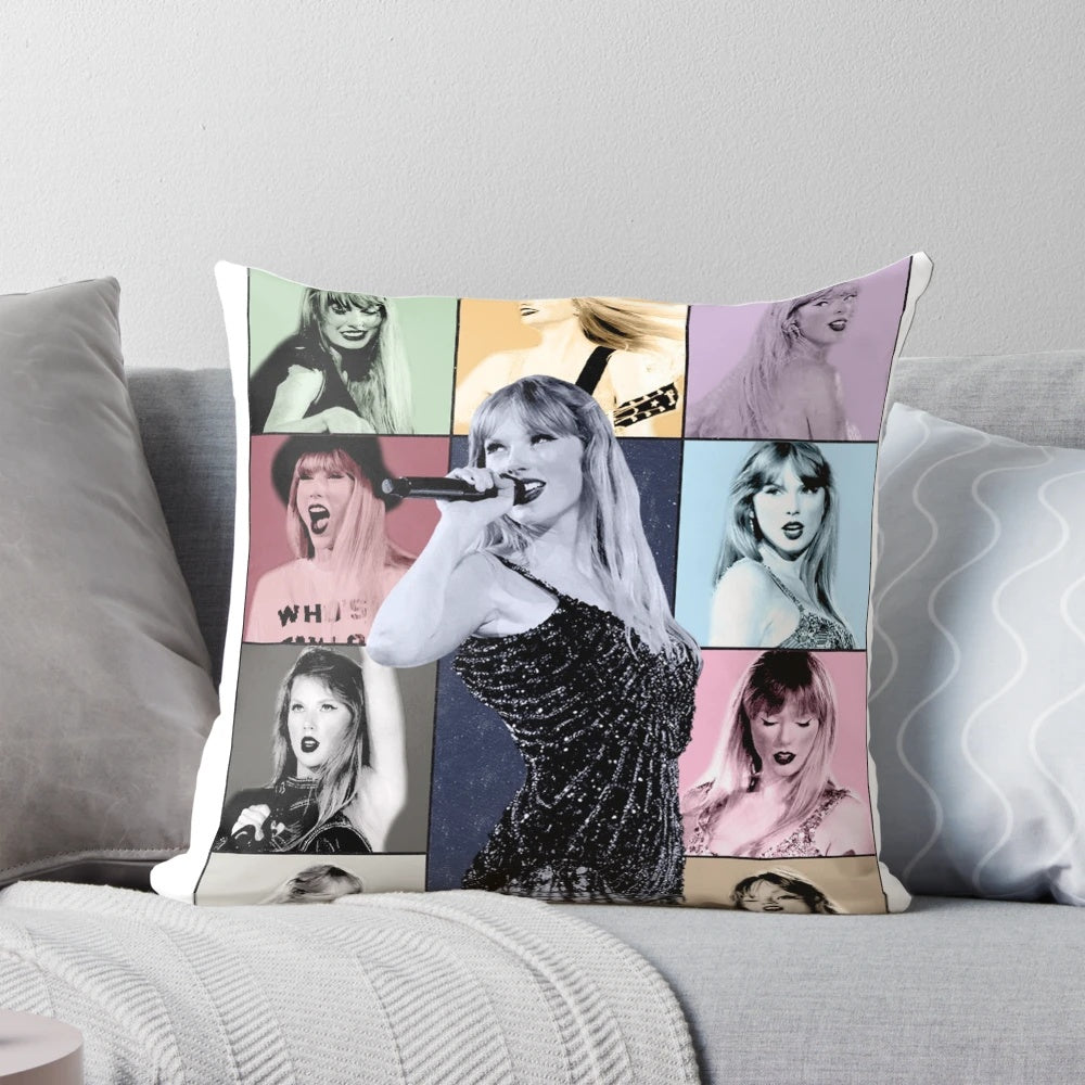 Taylor Swift-themed decorative pillow with a soft, plush design