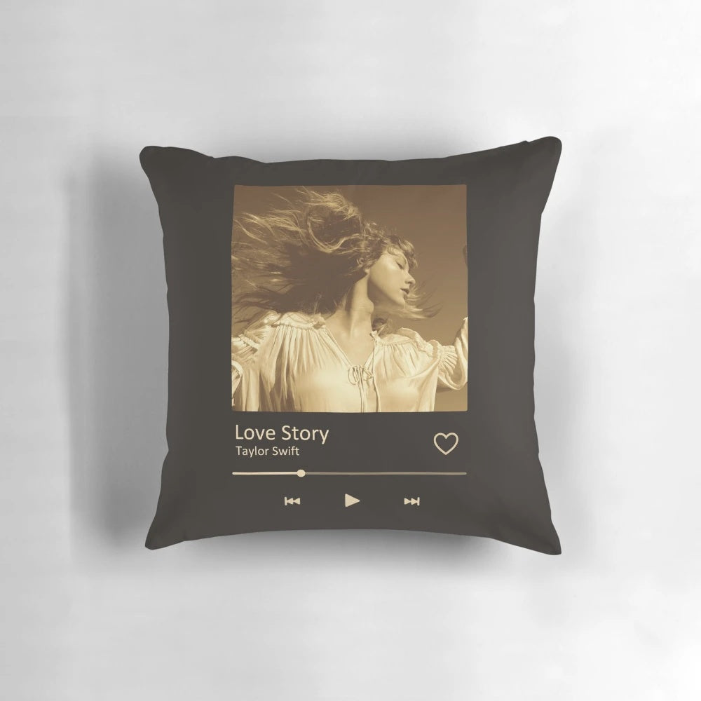 Taylor Swift Love Story aesthetic pillow featuring the Fearless album cover art