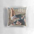 Stylish pillow featuring the silhouette of girls in a red color scheme, inspired by Taylor Swift's 1989 album and aesthetic.
