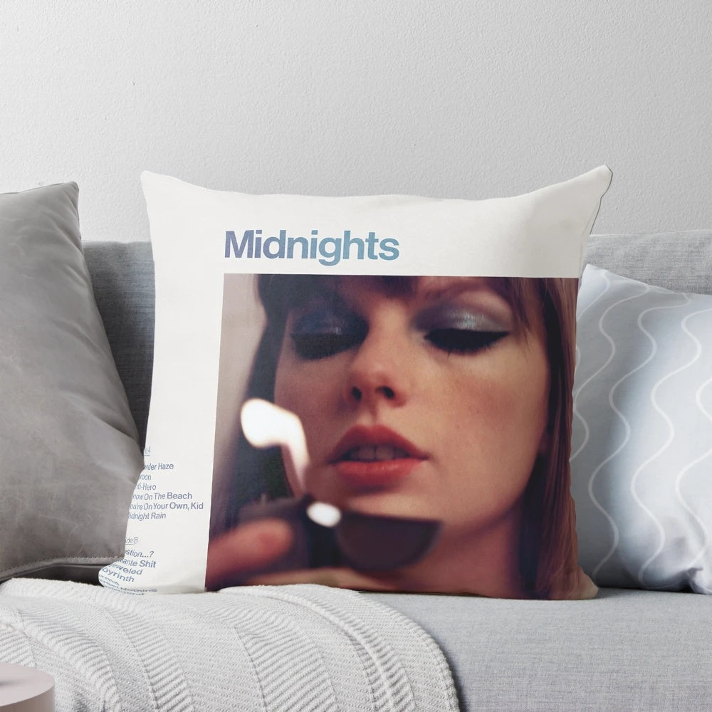 A soft and cozy pillow cover featuring the artwork from Taylor Swift's latest album "Midnight".