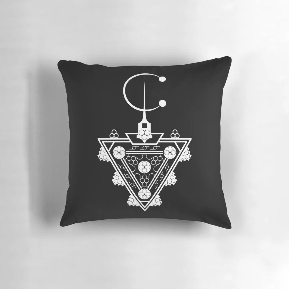 Tazerzit, a traditional Berber jewelry symbol, showcased on a pillow product.