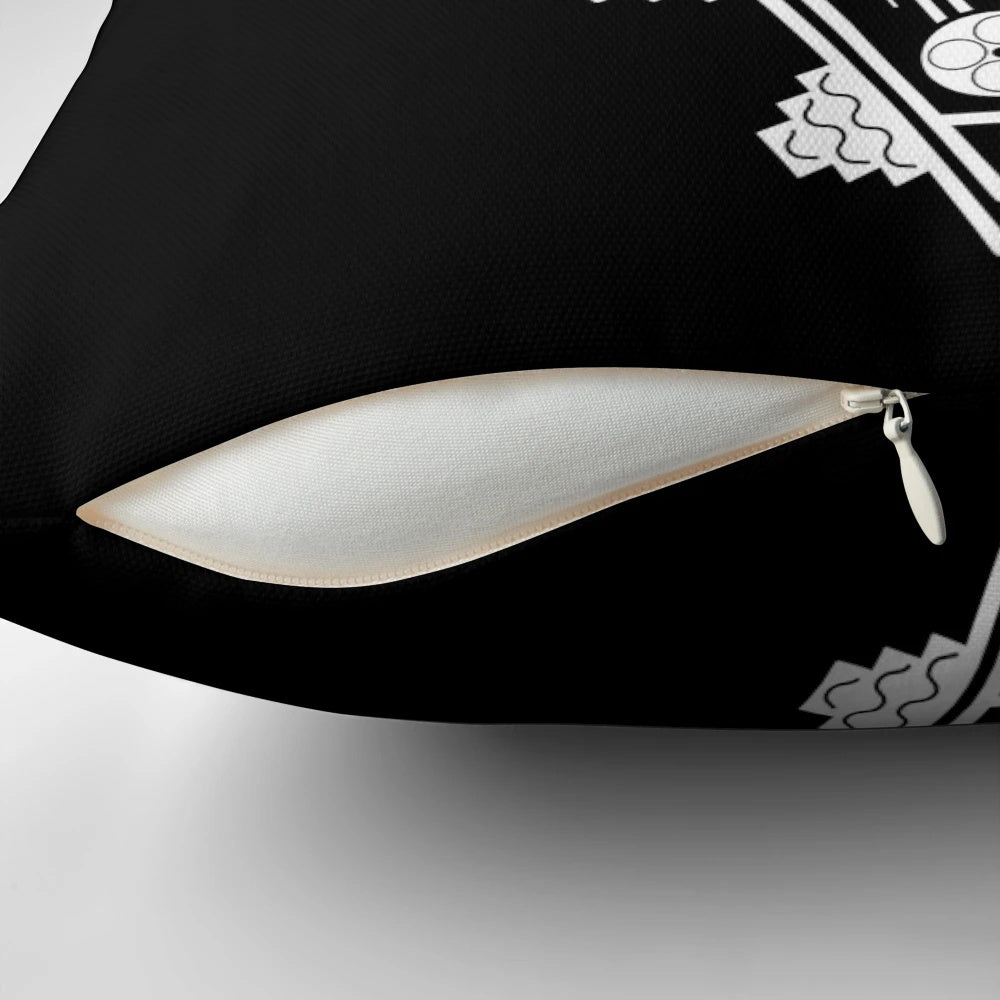 Tazerzit, a traditional Berber jewelry symbol, showcased on a pillow product.