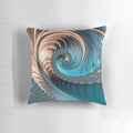 Teal and copper fractal geometric decorative pillow