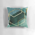 Teal green geometric patterned decorative throw pillow
