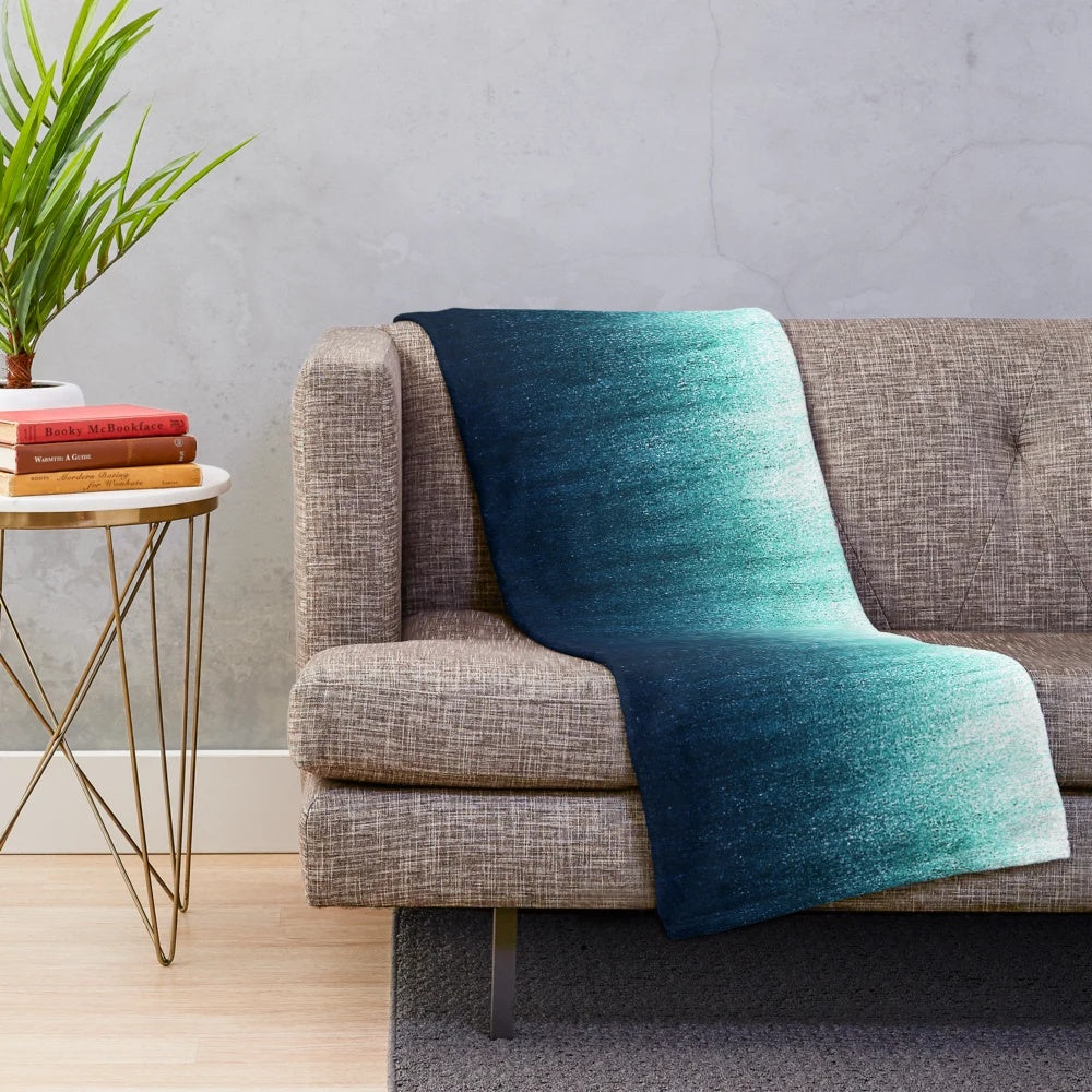 Teal ombre plush blanket