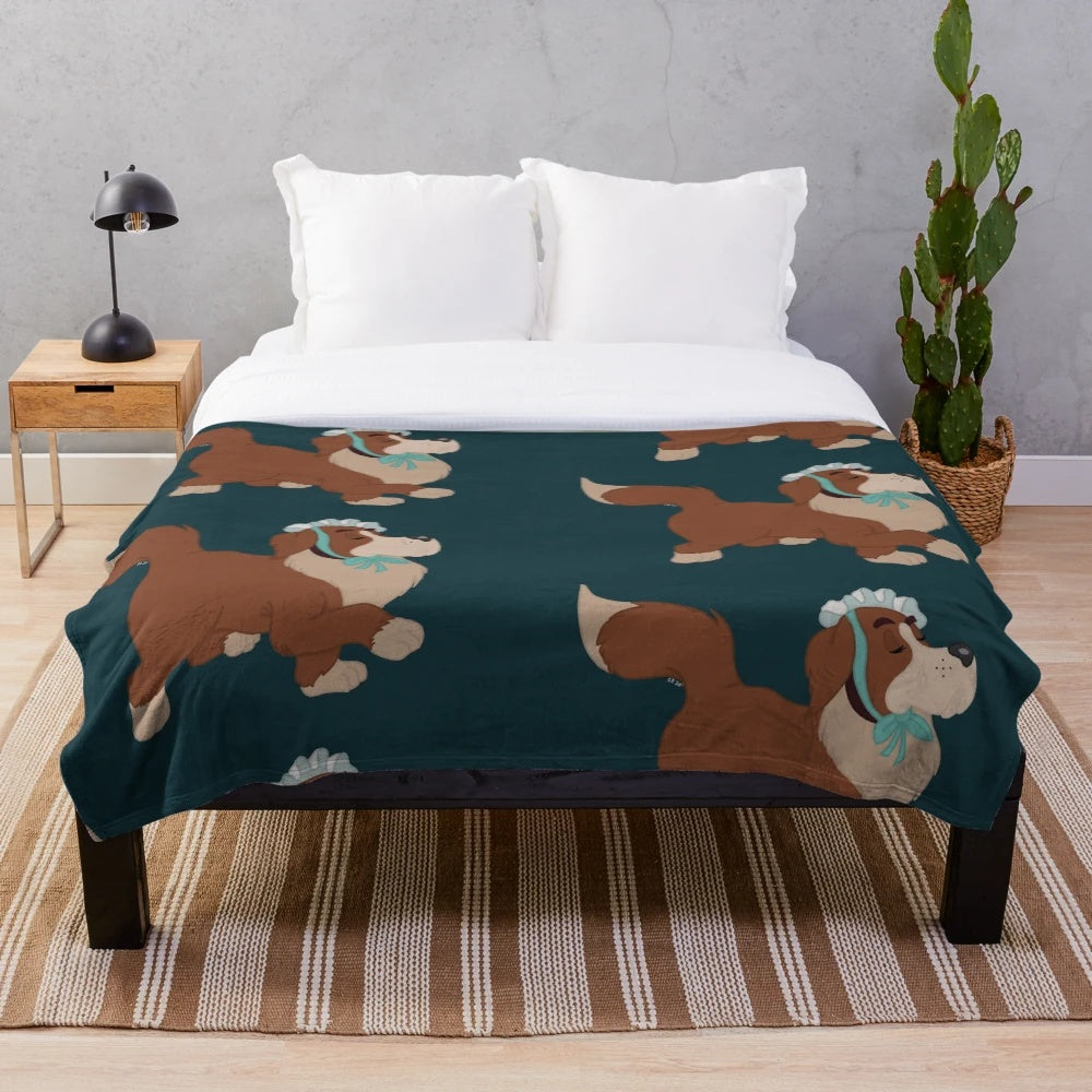 Teal plush blanket featuring the character Nana from the animated movie