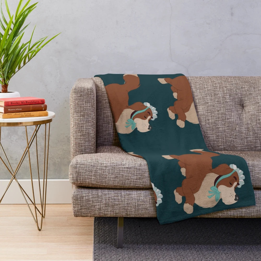 Teal plush blanket featuring the character Nana from the animated movie