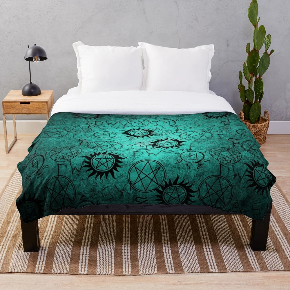 Teal Supernatural Inspired Plush Blanket