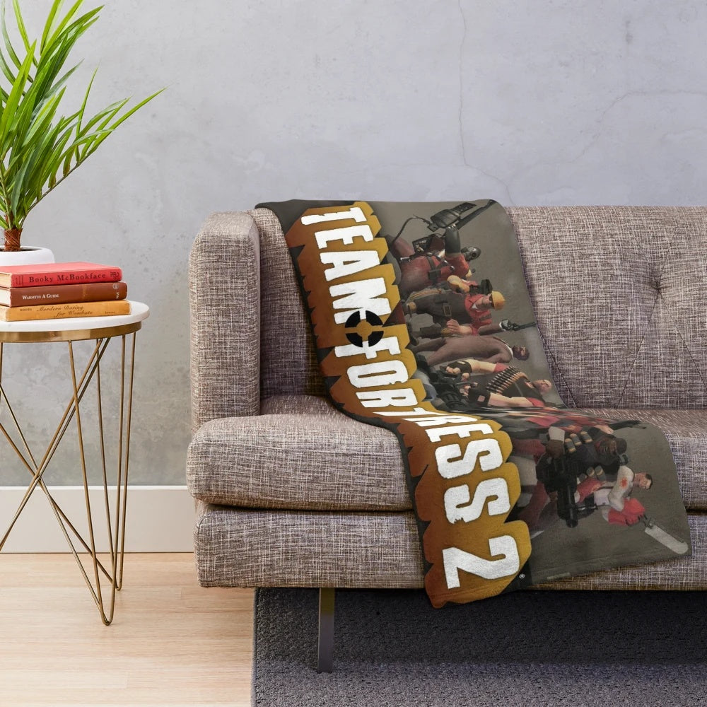 Team Fortress 2 inspired video game plush blanket