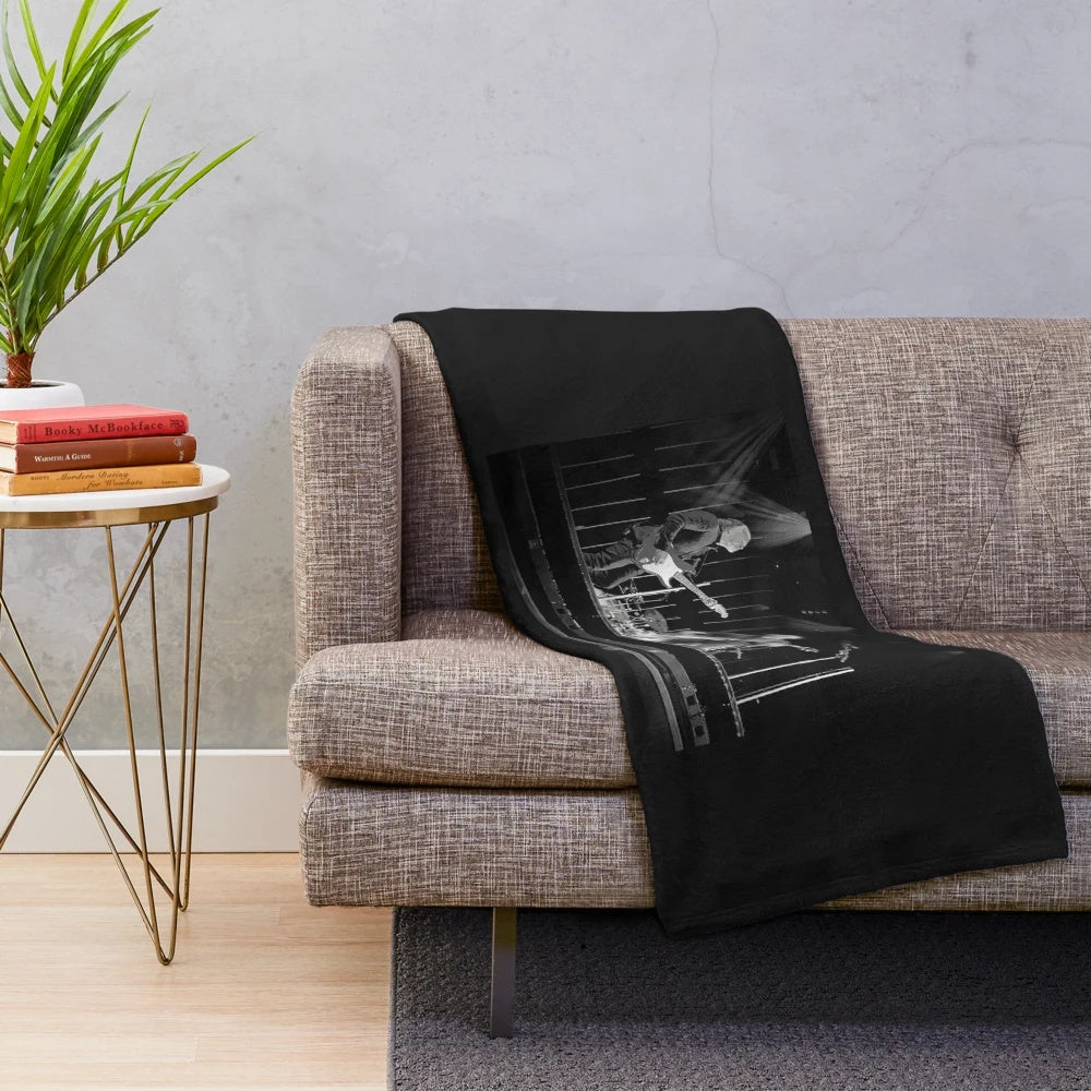 Tears For Fears inspired black and white plush blanket with band and concert photography elements