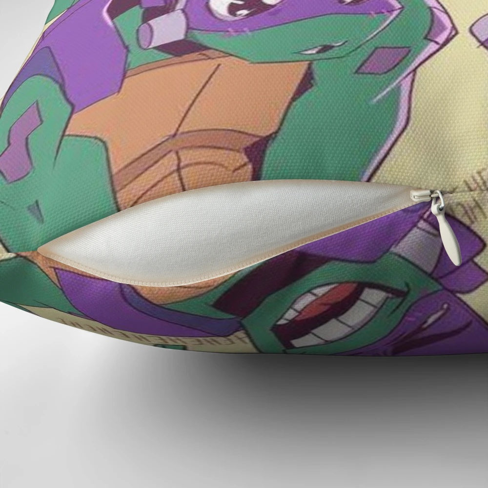 Teenage Mutant Ninja Turtles (TMNT) Pillow featuring the four brothers: Michelangelo, Raphael, Leonardo, and Donatello