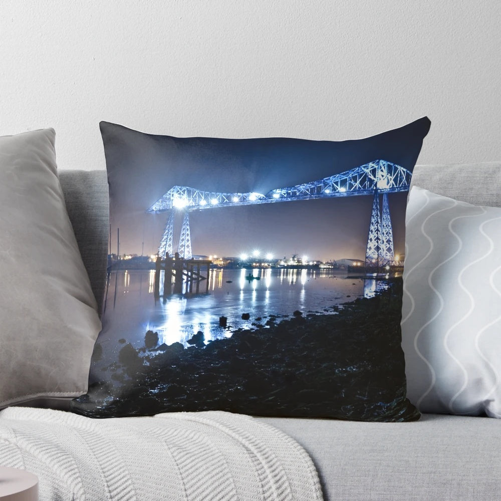 Teesside Transporter Bridge Cushion - Iconic Structure Over the River Tees