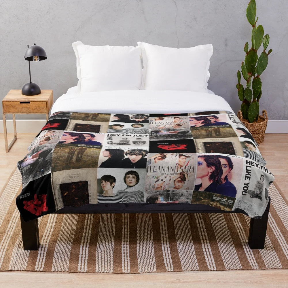 Tegan & Sara inspired plush blanket featuring all of their album titles