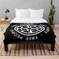 Tekno party plush blanket with tribal, acid, and sound system graphics