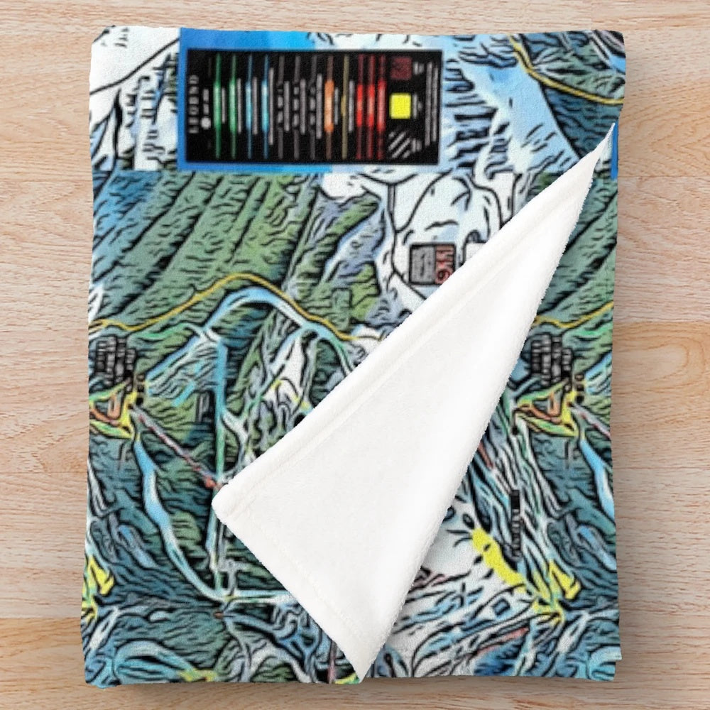 Telluride trail map plush blanket featuring ski resort landmarks