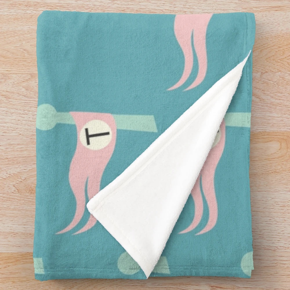 Tenenbaum-inspired plush blanket with a flag design