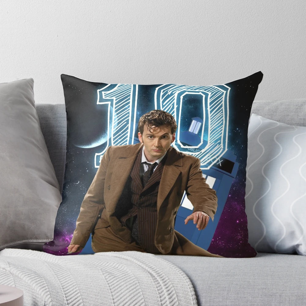 A comfortable pillow featuring the Tenth Doctor from the popular British sci-fi series Doctor Who.