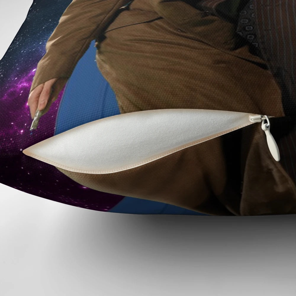 A comfortable pillow featuring the Tenth Doctor from the popular British sci-fi series Doctor Who.