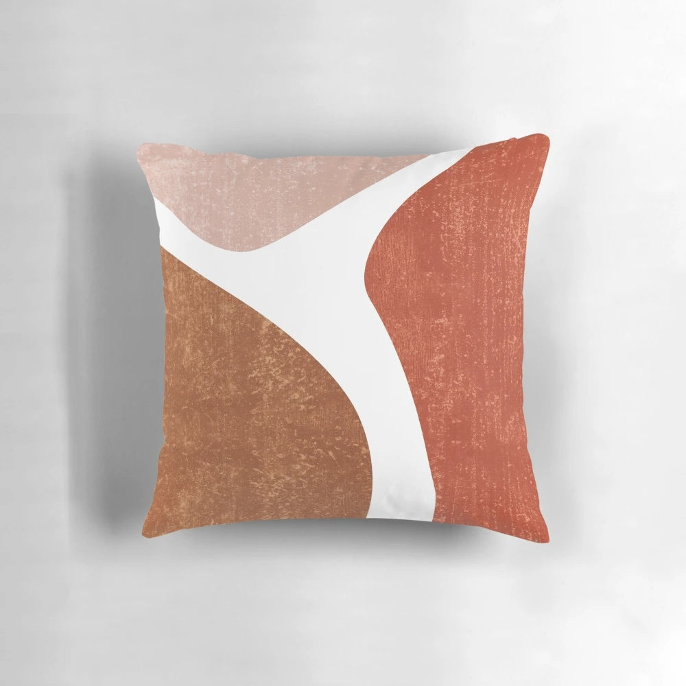 Terracotta abstract art print featuring a minimalist, contemporary design in shades of brown and beige.