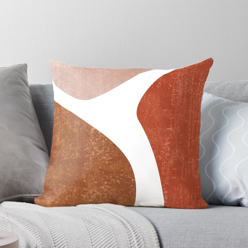 Terracotta abstract art print featuring a minimalist, contemporary design in shades of brown and beige.