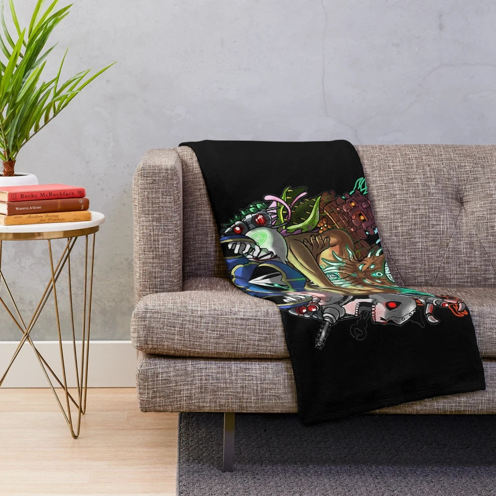 Terraria inspired plush blanket featuring game elements