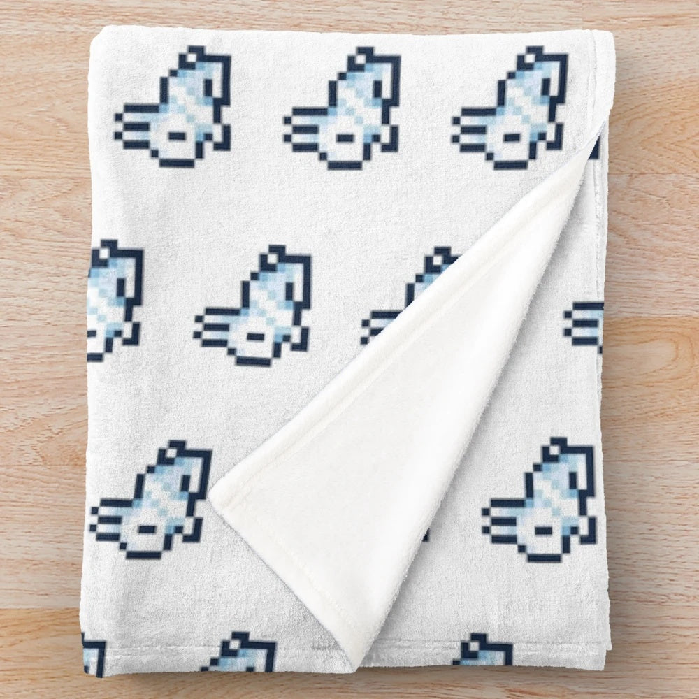Terraria-inspired rabbit plush blanket with pixel art design