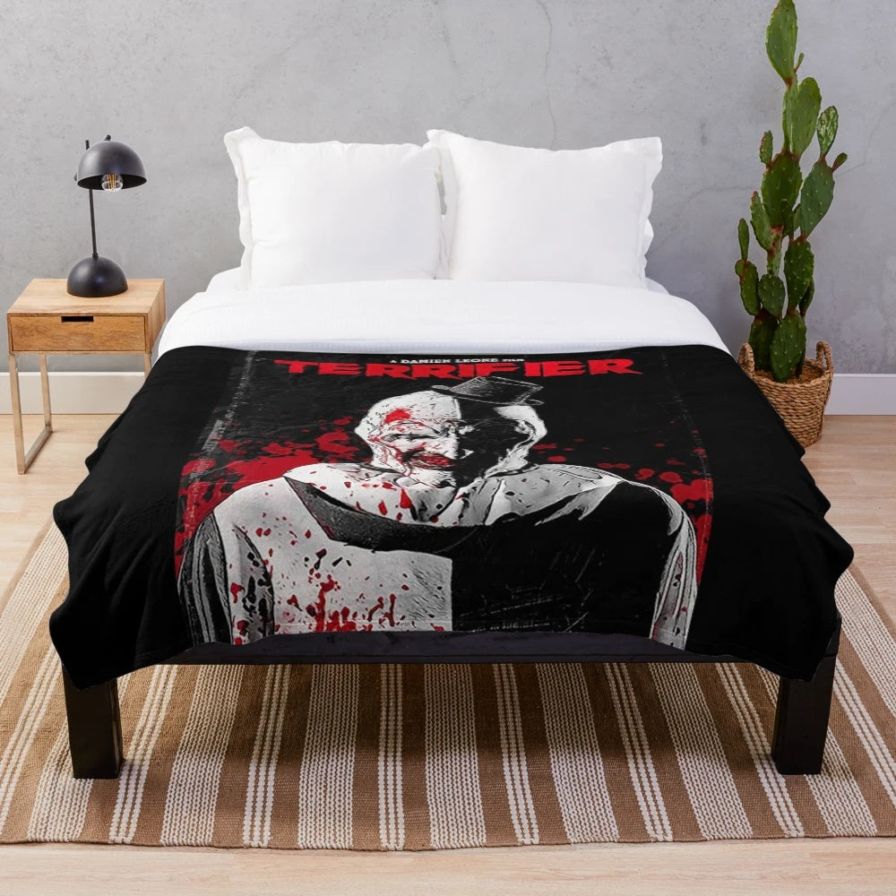 Terrifier 2 horror movie inspired plush blanket