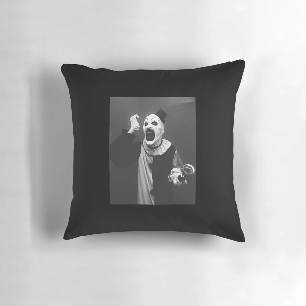 Terrifier Art the Clown Horror Classic Pillow with black and grey design