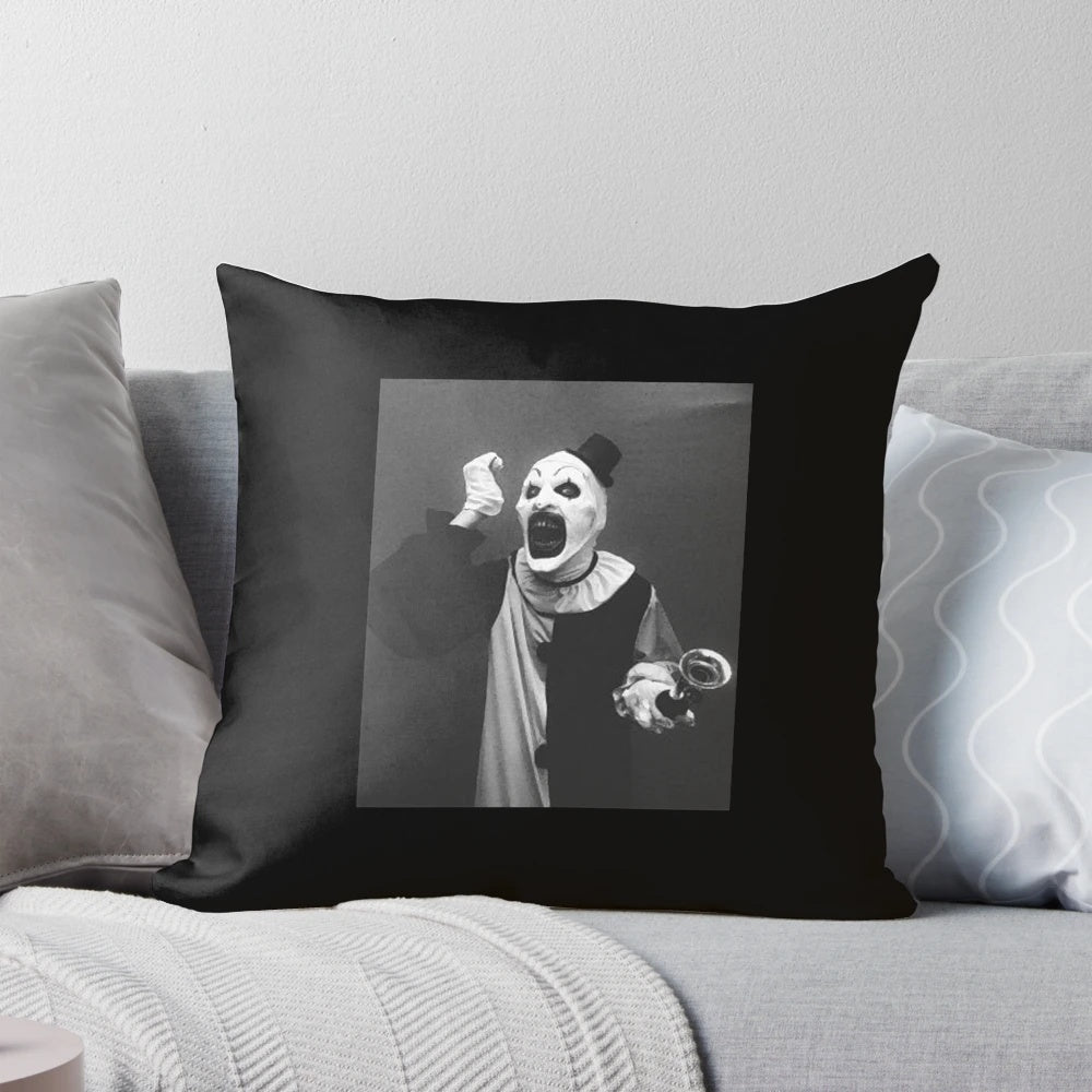 Terrifier Art the Clown Horror Classic Pillow with black and grey design