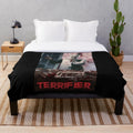 Terrifier-inspired plush blanket featuring the iconic Art the Clown character